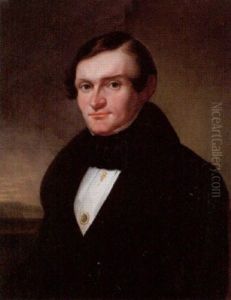 Portratt Av John Gustaf Stromberg Kladd I Svart Rock Och Vit Skjorta, I Fonden Landskap
