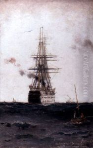 Svenska Linieskeppet Stockholm Utanfor Travemunde 1857