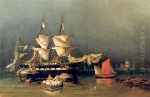 Hamnbild Med Segelfartyg Och Manniskor Hamnbild Med Segelfartyg Och Manniskor