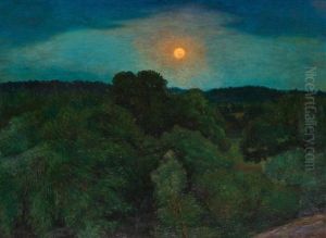 Manuppgang I Bellevueparken (the Bellevue Park By Moonlight) by Karl Nordstroem