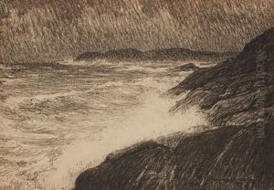 Stormdag Med Brytande Sjo Pa Klipporna (stormy Day With High Sea Against The Cliffs) by Karl Nordstroem