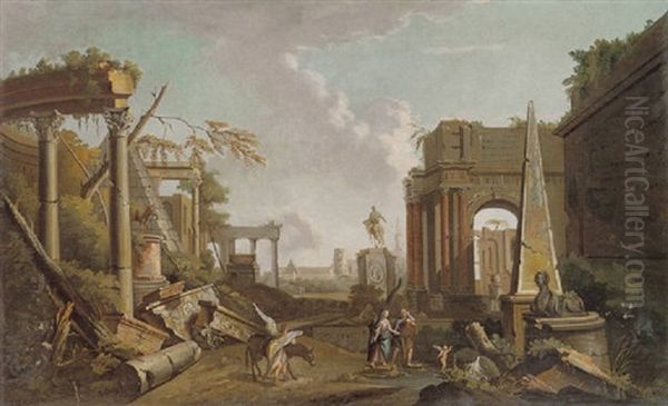 Classical Landscape With Ruins And Figures - view 1