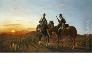 Vedettes In The Crimea, 13th Light Dragoons by Orlando Norie