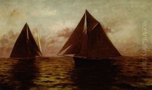 Sailboats At Dusk by August Norieri