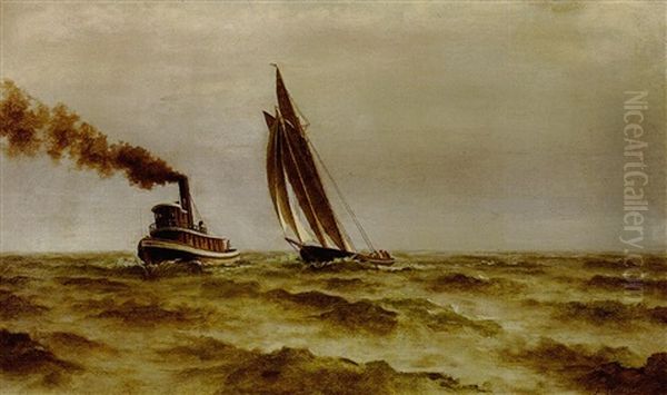 Tugboat And Sailboat On Lake Pontchartrain - view 1