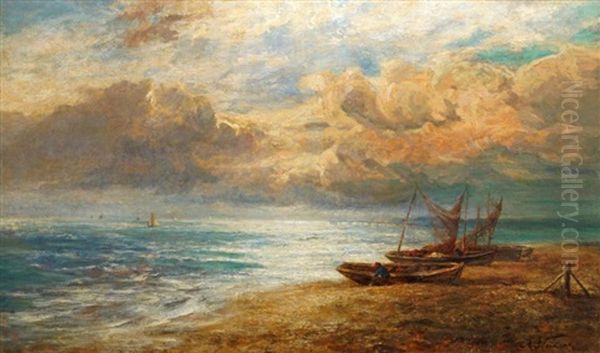 Coastal Scene With Beached Fishing Vessels - view 1