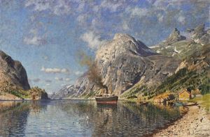 Fjordlandschaft Mit Dampfschiff