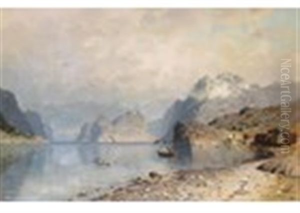View Of A Norwegian Fjord With A Village On The Shore - view 1