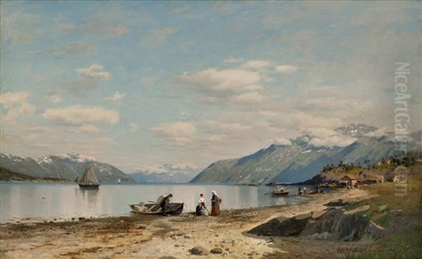 Fjordlandskap Med Folkeliv - view 1