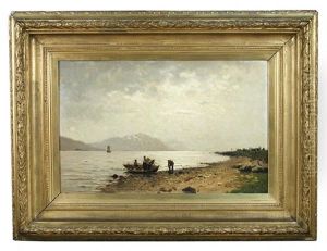 Norwegian Lake Scene With Fishing Boat by Adelsteen Normann