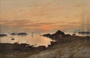Fishing Village Under The Midnight Sun by Adelsteen Normann
