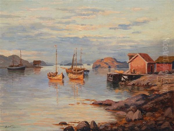 Norwegian Fishing Boats In The Evening Sun - view 1