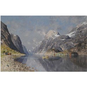 Roing Pa Fjorden by Adelsteen Normann