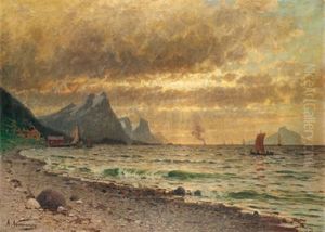 Abendstimmung An Einem Norwegischen Fjord by Adelsteen Normann