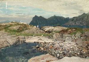 Klipper Og Sten Ved En Norsk Fjord by Adelsteen Normann