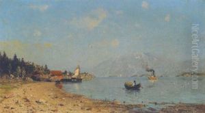 Norwegische Fjordlandschaft Mit Fischerdorf by Adelsteen Normann