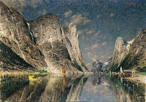 Bater Pa Fjorden (boats On A Fjord) by Adelsteen Normann