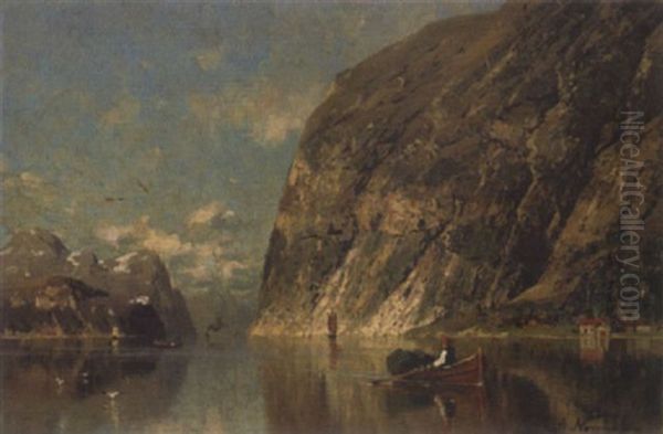 Fjordlandschaft Mit Ruderboot - view 1