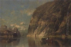 Fjordlandschaft Mit Ruderboot by Adelsteen Normann