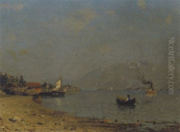 Norwegische Fjordlandschaft Mit Fischerdorf - view 1