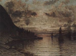 Soloppgang Ved Kysten by Adelsteen Normann