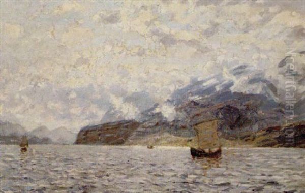 Norwegischer Fjord Mit Segelschiffen - view 1
