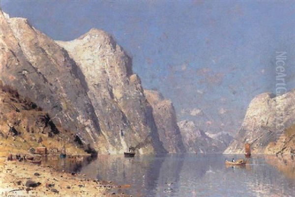 Norsk Fjordparti Med Dampskib Og Robad - view 1