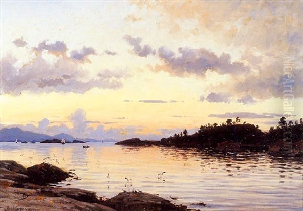 Norwegian Estuary At Sunset - view 1