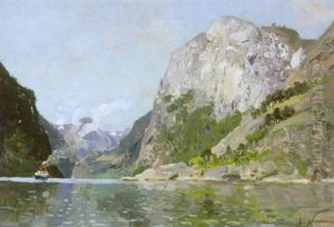 Norsk Fjordparti Med Damper by Adelsteen Normann