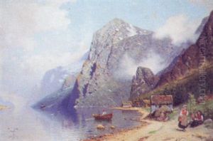 Fjordlandschaft Mit Staffage