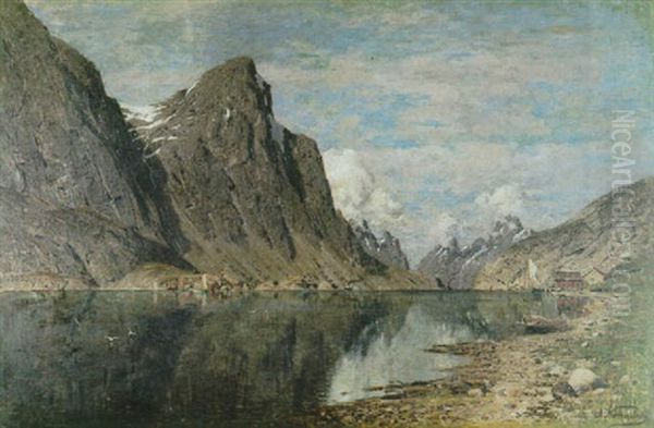 Norwegische Fjordlandschaft Mit Fischerhutten - view 1