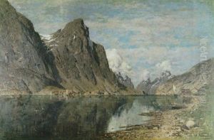 Norwegische Fjordlandschaft Mit Fischerhutten