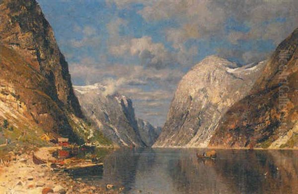 A Fjord Scene With Figures - view 1