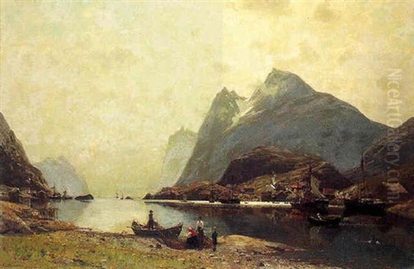 A Fisherman And His Family In A Fjord, Norway - view 1