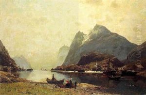 A Fisherman And His Family In A Fjord, Norway by Adelsteen Normann