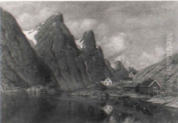 Fjordlandschaft Mit Fischerhutten Am Ufer - view 1
