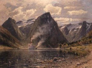 A Fjord Landscape With A Steamer