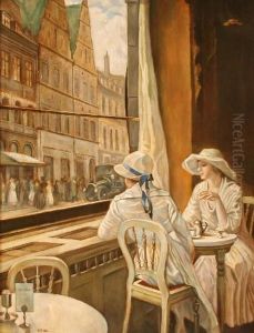 Damen Im Cafe by Fernand Bivel