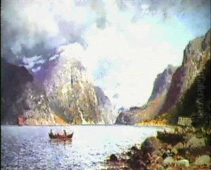 Fjordlandskap Med Roddbat by Adelsteen Normann