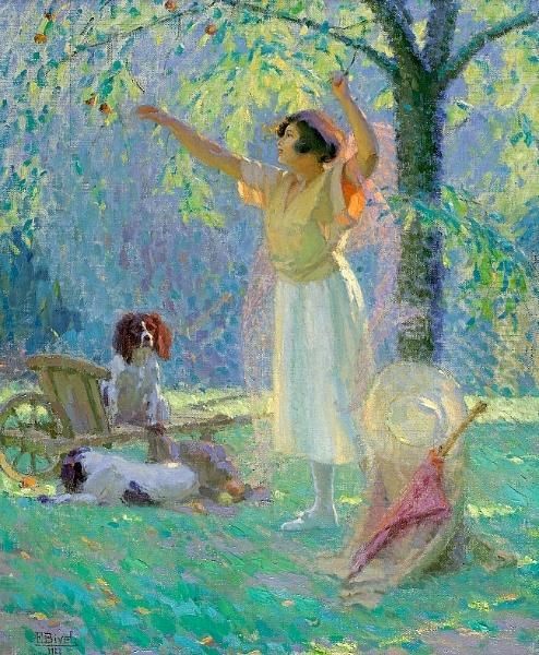 A Woman In A Park With Her Dogs - view 1