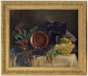 Arrangement With Copper Plate, Vegetables And Fruit by Asta Carlsen Norregaard