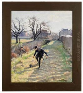 Bollspel I Granden - Motiv Fran New York by Herman Norrman