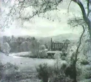 Pastoral Landscape With Sheep Grazing In A Meadow With      Ruines Of An Abby Beyond by John William North