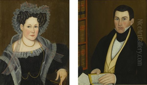 Portraits Of Mrs. Elizabeth Powers Darrow And Stephen Powers (pair) - view 1