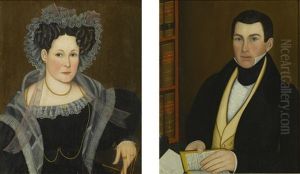 Portraits Of Mrs. Elizabeth Powers Darrow And Stephen Powers (pair) by Noah North