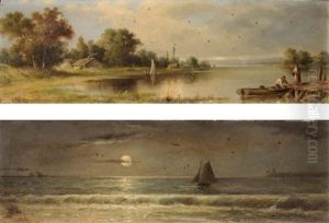 Voilier Au Clair De Lune Et Animation Sur Le Ponton (pair) by James Northcote