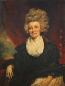 Portrait Of A Lady, Half-length, In Black Costume, Seated Before A Red Curtain