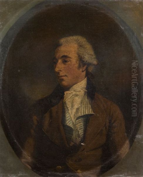 Portrait Of A Gentleman, Half-length, In A Brown Jacket And Striped Waistcoat - view 1