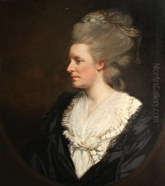 A Portrait Of A Lady, Wearing A White Gown And Black Cloak, Thought To Be Mrs. Hughes - view 1