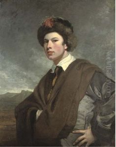 Portrait Of A Young Man In A Grey Coat, Brown Cloak And Fur Trim Hat With Feather